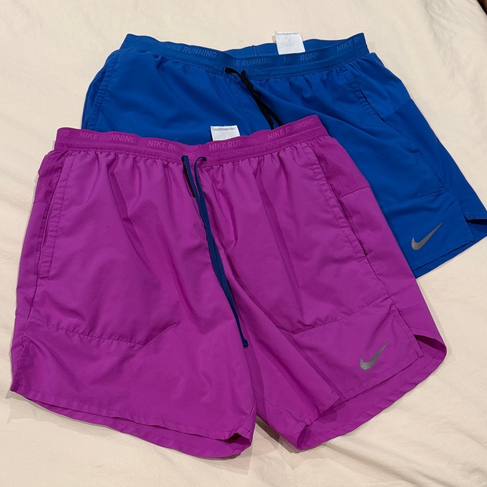 Pair of Nike 7” Lined Running Shorts - purple & blue